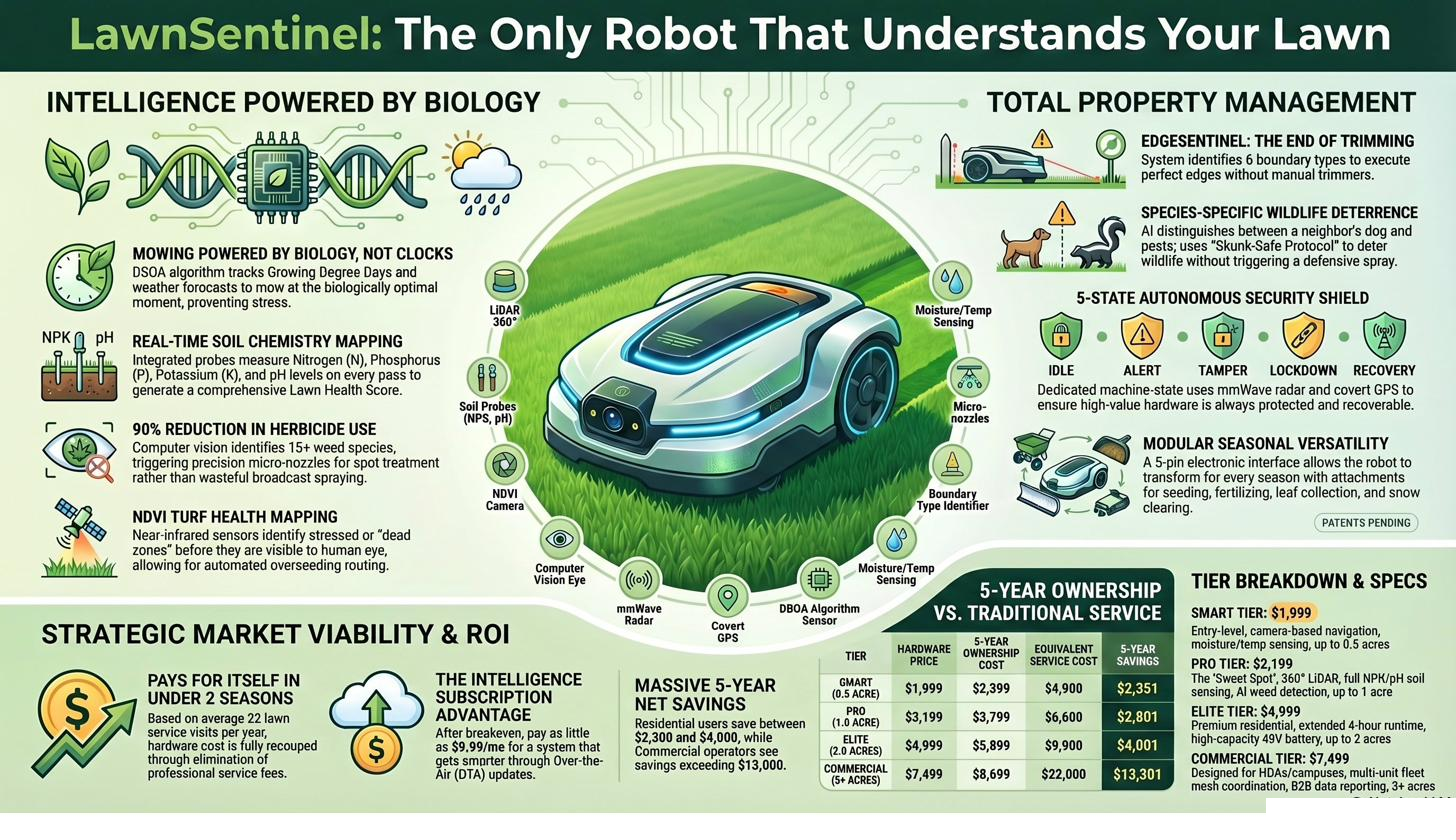 LawnSentinel Full Intelligence Overview — Soil Health, AI Vision, Security, Weather Adaptation, ROI
