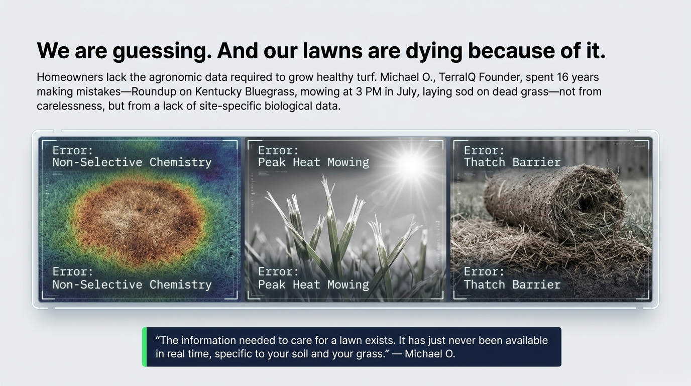 The cost of guessing: 16 years of lawn care mistakes — Roundup on Kentucky Bluegrass, mowing in July heat, and laying sod on dead grass