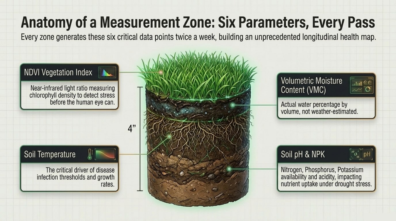 Six agronomic parameters measured at every zone on every visit