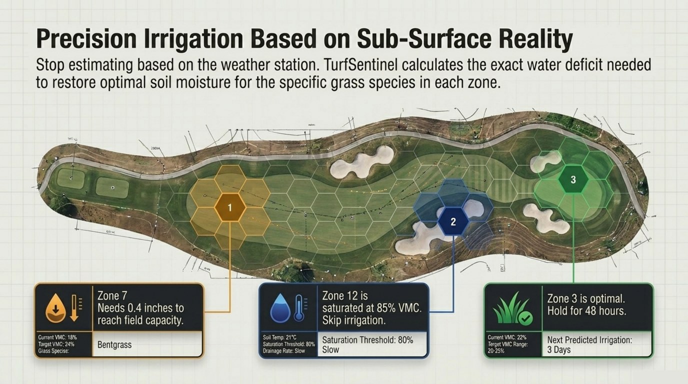 Precision irrigation zone map — measured soil moisture, not weather estimates